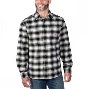 CARHARTT Men's Long Sleeve Work Shirt Relaxed Fit Plaid Flannel Black White Sz M